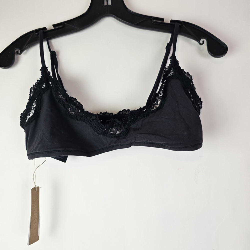 Skims NWT Women's Black Onyx Fit Everybody Lace Scoop Bralette Large Wireless - Picture 3 of 6